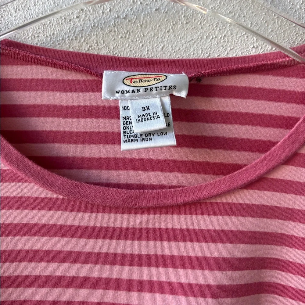Talbots‎ Petite 3X Long Sleeve Stripe Pink Tee Casual Cotton Classic Comfy Soft